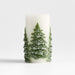 White with Embossed Trees Pillar Candle 3"x6"