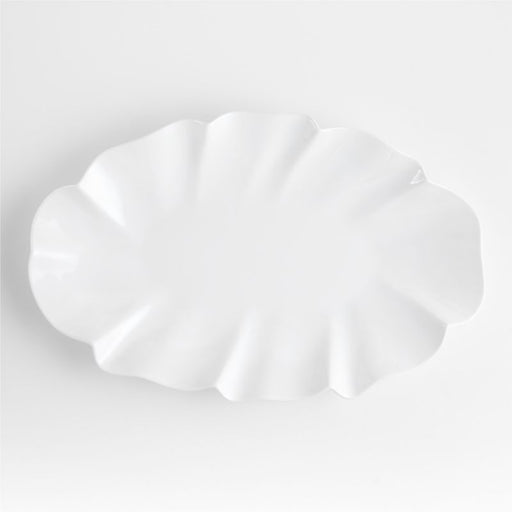 White Ruffle 22" Earthenware X-Large Platter