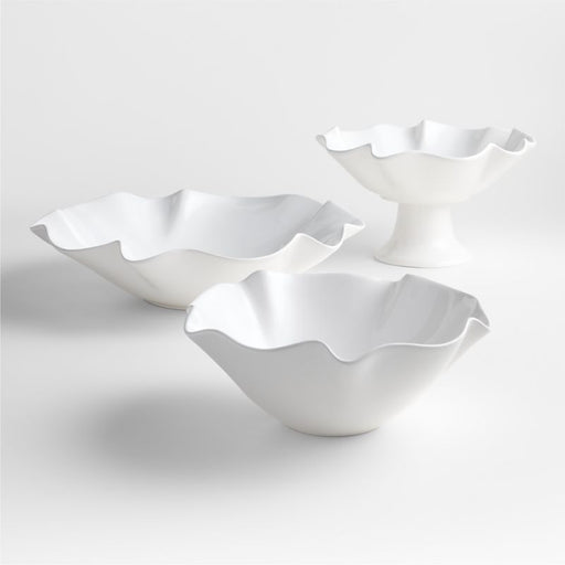 White Ruffle 15" Large Bowl
