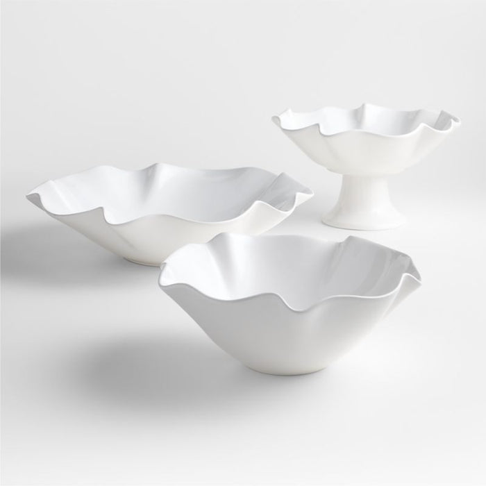White Ruffle 15" Large Bowl