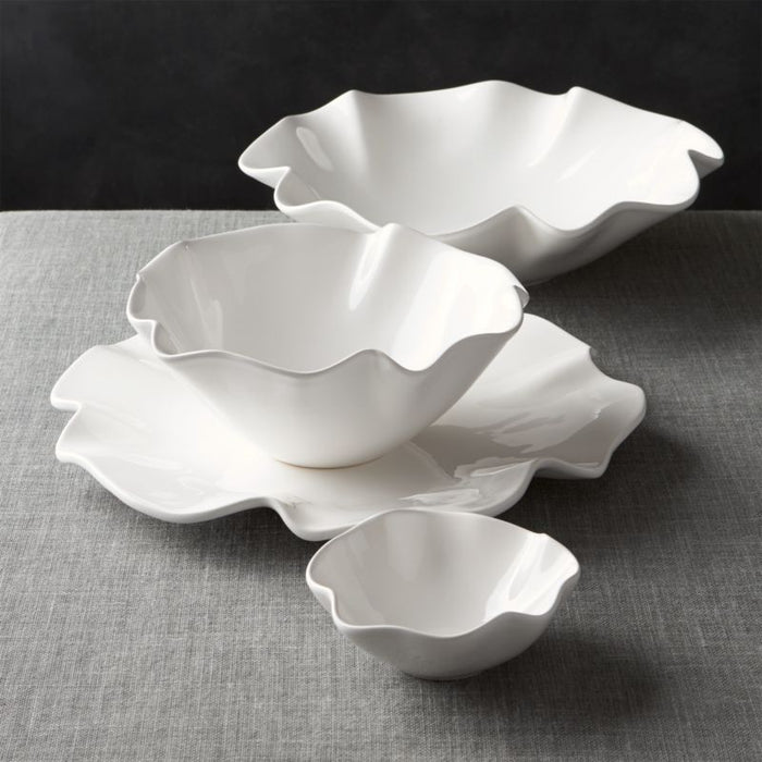 White Ruffle 15" Large Bowl