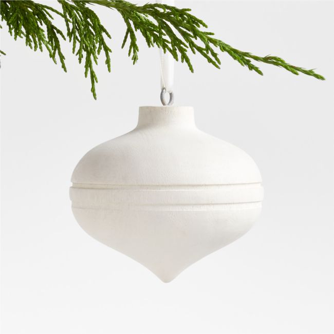 White Wood Onion Christmas Tree Ornament