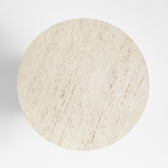 Willy Faux Travertine Resin 44" Round Pedestal Coffee Table by Leanne Ford