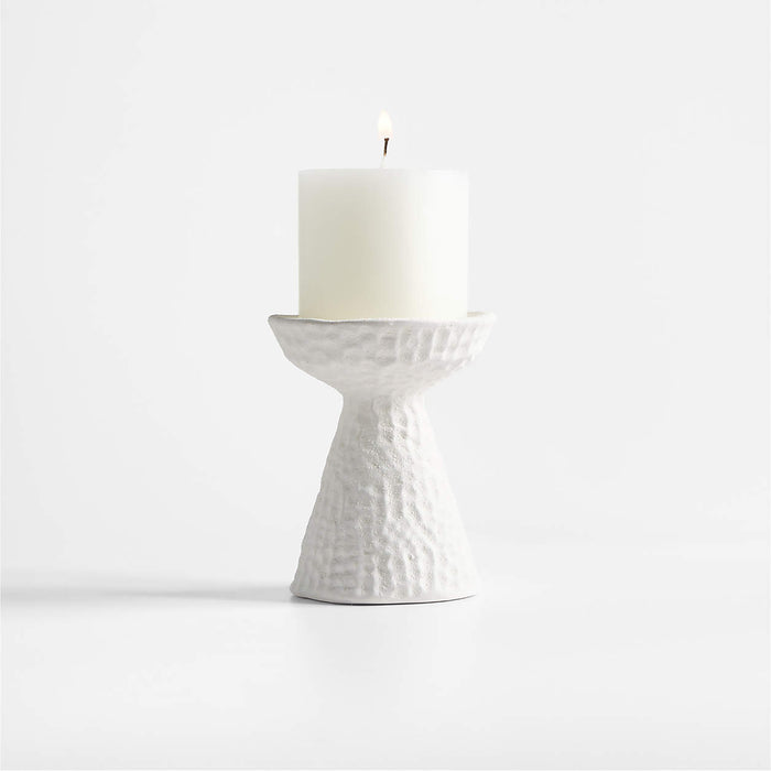 Wiluna Small White Ceramic Pillar Candle Holder 5"