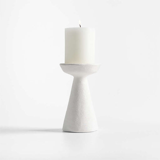 Wiluna Large White Ceramic Pillar Candle Holder 6.5"