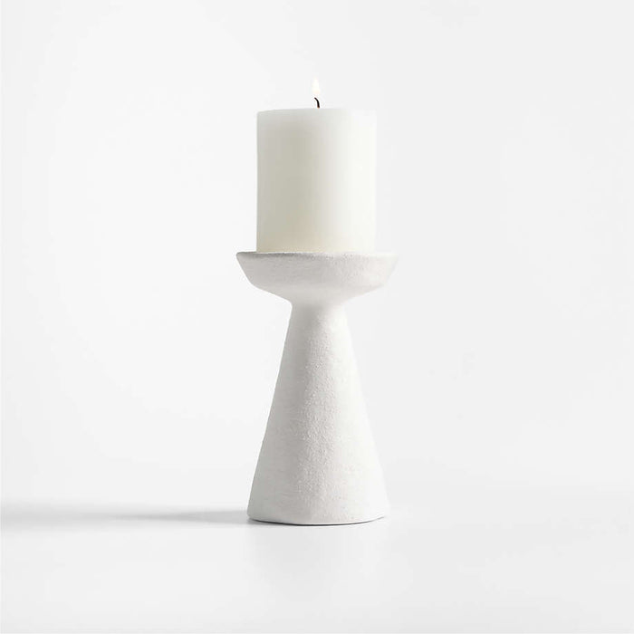 Wiluna Large White Ceramic Pillar Candle Holder 6.5"