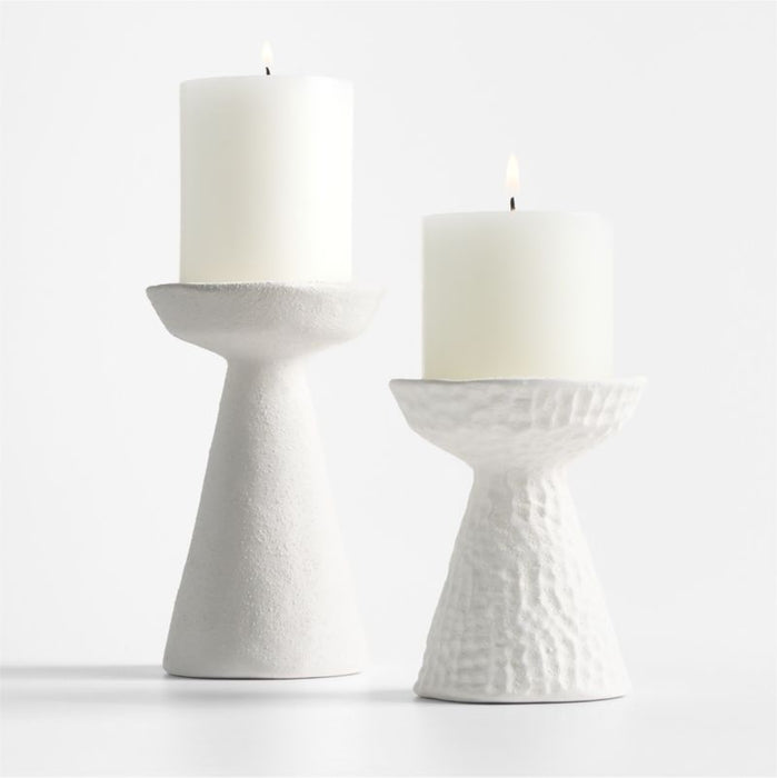 Wiluna Large White Ceramic Pillar Candle Holder 6.5"