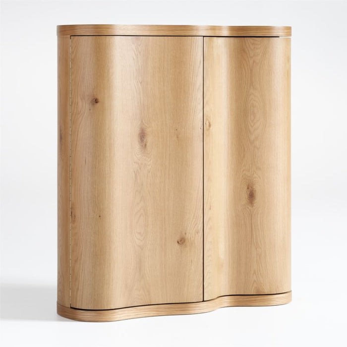 Winslow Natural Oak Wood Bar Cabinet by Jake Arnold