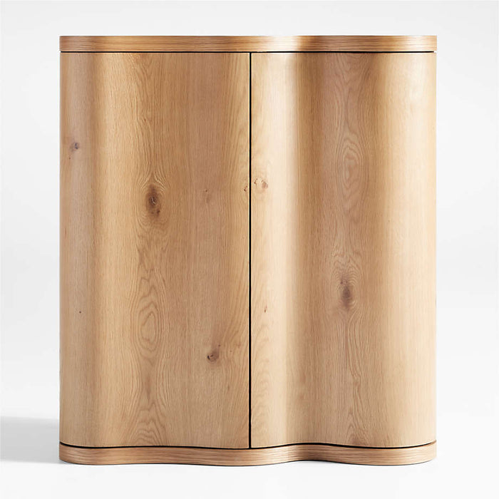 Winslow Natural Oak Wood Bar Cabinet by Jake Arnold