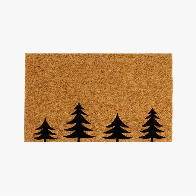 Winter Tree Line Black and Natural Holiday Doormat 18"x30"
