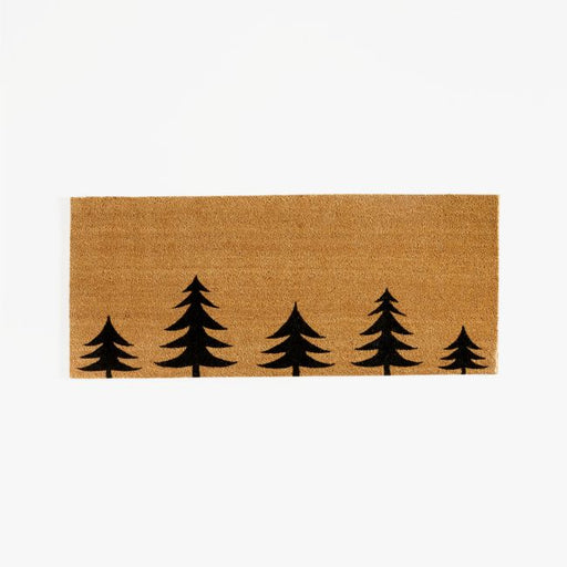 Winter Tree Line Black and Natural Holiday Doormat 24"x57"