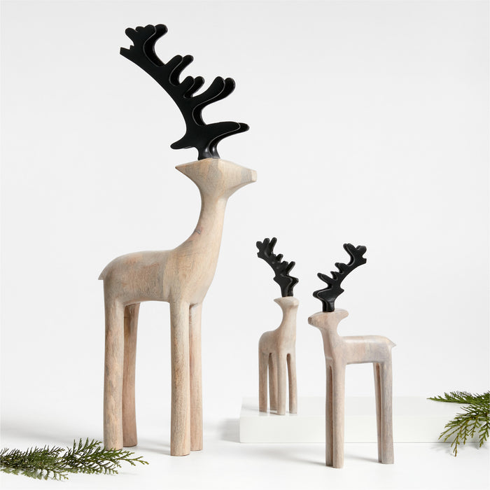 Wood Reindeer Holiday Decoration 9"