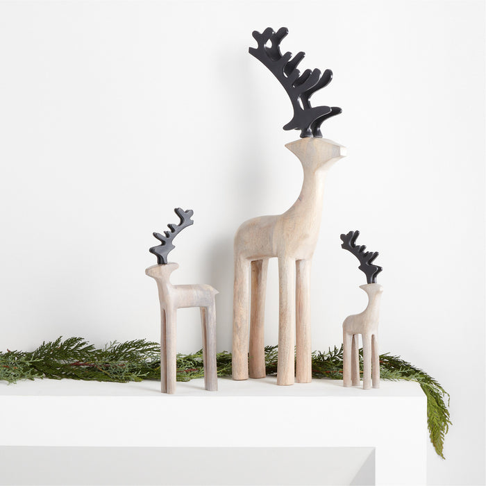 Wood Reindeer Holiday Decoration 9"