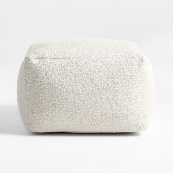Woven Solid Arctic Ivory Performance 22"x22" Pouf Ottoman