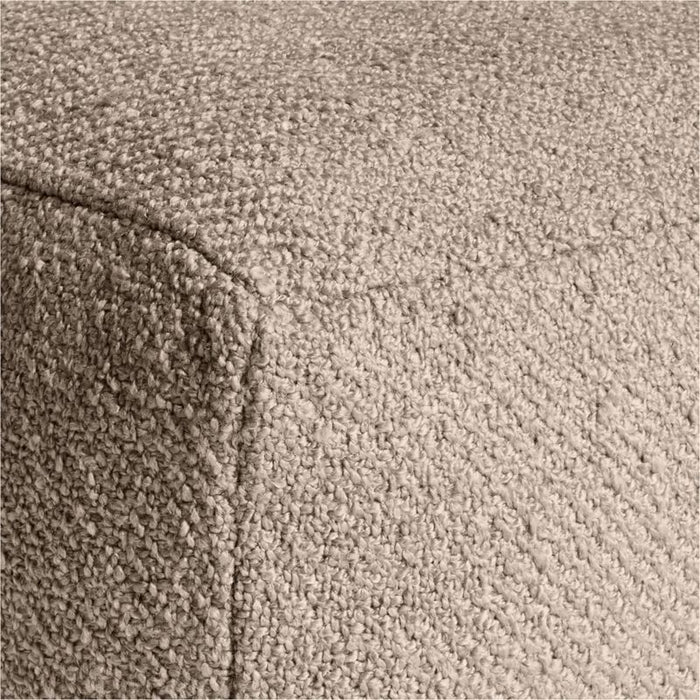 Woven Solid Sand Beige Performance 22"x22" Pouf Ottoman