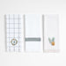 Wreath Embroidered and Windowpane Organic Cotton Dish Towel, Set of 3