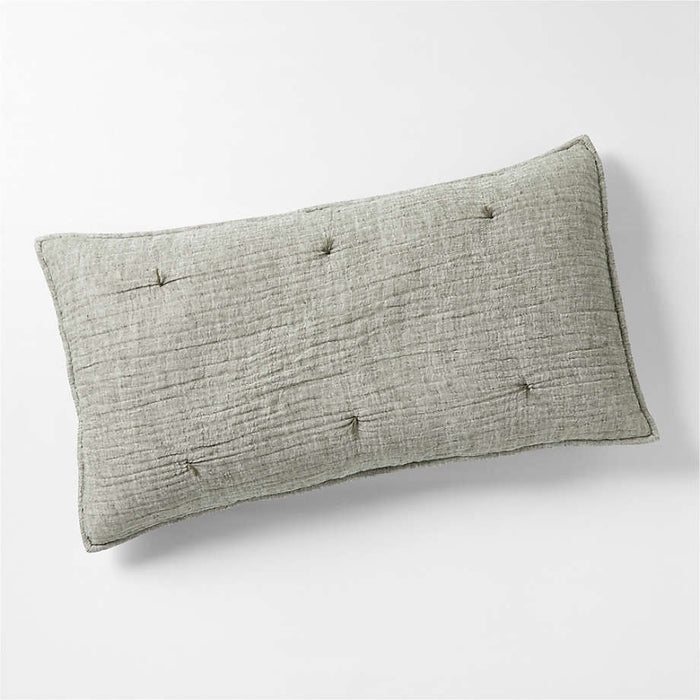 Aire Crinkle Organic Cotton Linen Blend Burnt Green King Bed Pillow Sham