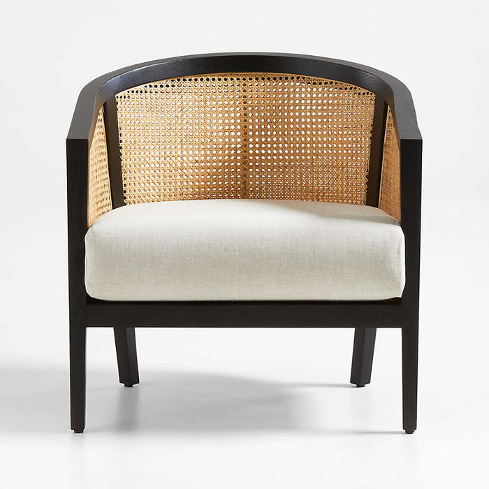 Ankara Black Cane Chair with Ivory Cushion