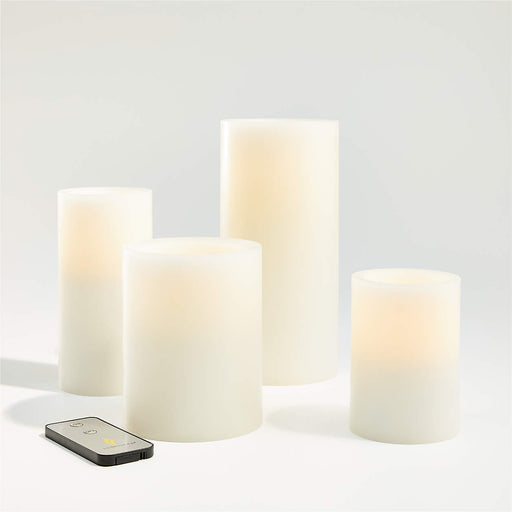 Warm White Flameless 3"x4" Wax Pillar Candle