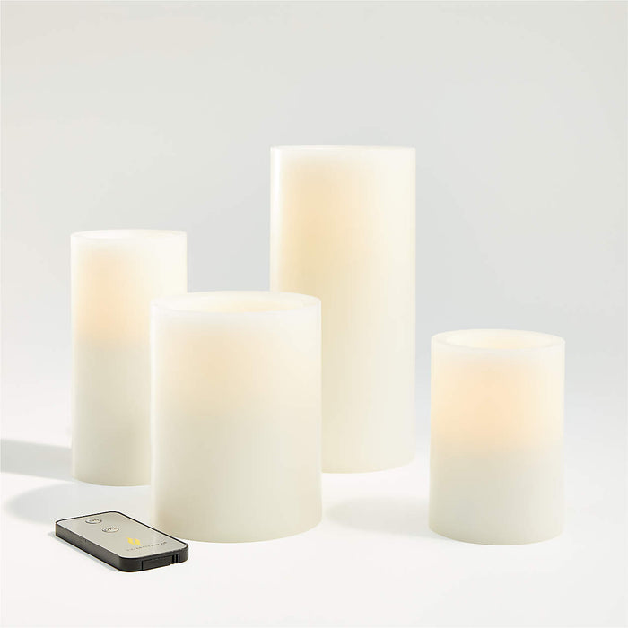 Warm White Flameless 3"x4" Wax Pillar Candle