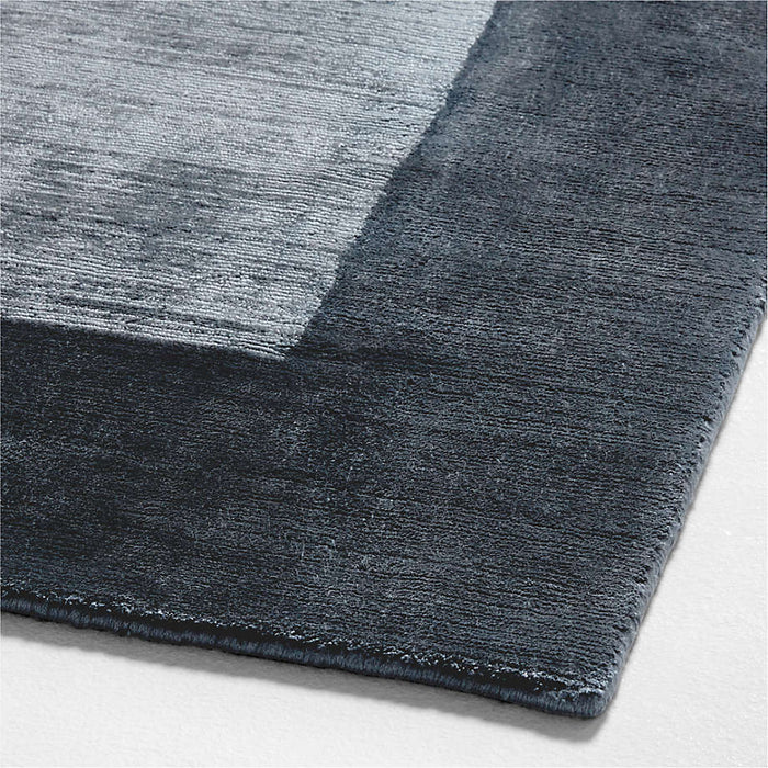 Laval Viscose Border Blue Area Rug 6'x9'