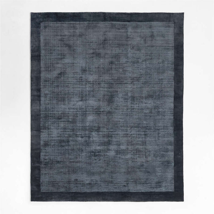 Laval Viscose Border Blue Area Rug 6'x9'