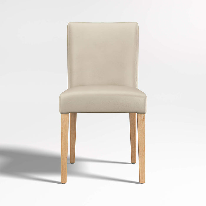Lowe Bone White Leather Dining Chair with Natural Wood Legs