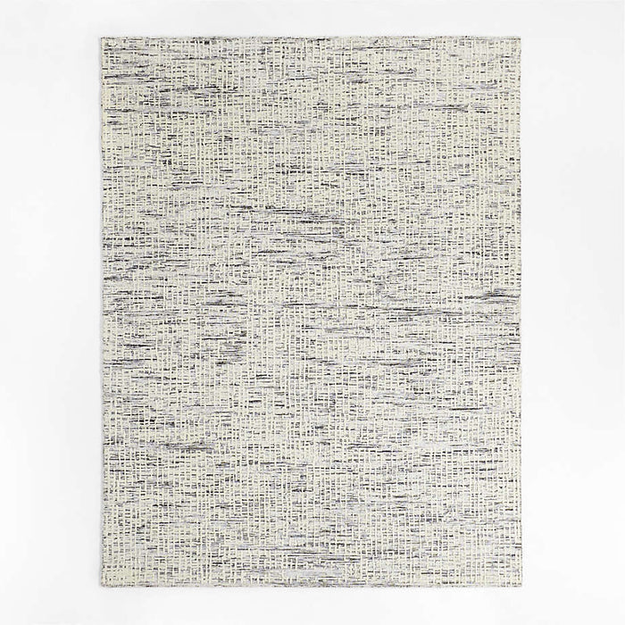 Montauban Wool-Blend Grid White Area Rug 6'x9'