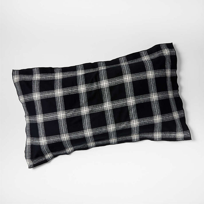 Organic Flannel Black and White Plaid King Pillow Sham