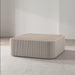 Kahn Cream Ribbed Concrete and Oak Wood 44" Rounded Square Coffee Table