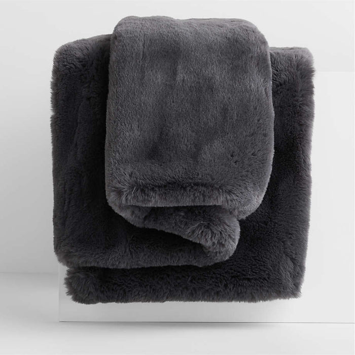 Storm Grey Faux Fur 70"x55" Throw Blanket
