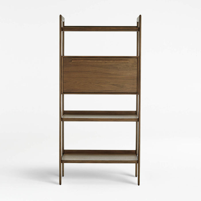 Tate Walnut Bookcase Bar Cabinet