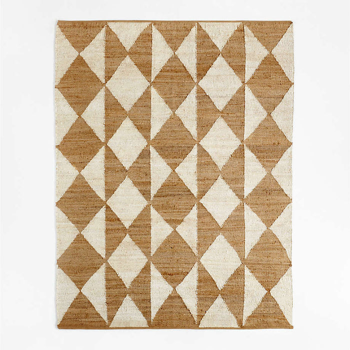 Toulon Jute Diamond Checkered White Area Rug 6'x9'