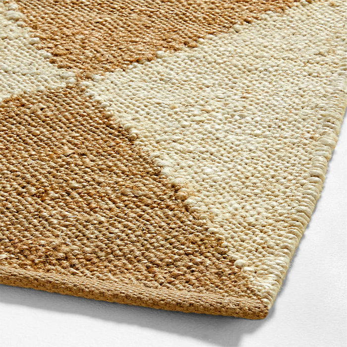 Toulon Jute Diamond Checkered White Area Rug 6'x9'