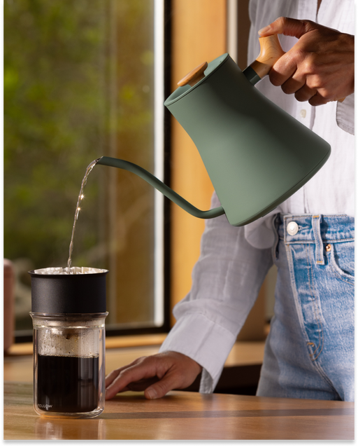 Fellow Stagg EKG Pro Electric Tea Kettle in Smoke Green with Maple Handle