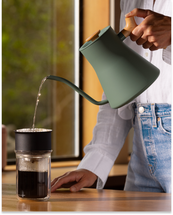 Fellow Stagg EKG Pro Electric Tea Kettle in Smoke Green with Maple Handle