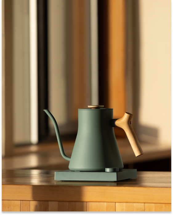 Fellow Stagg EKG Pro Electric Tea Kettle in Smoke Green with Maple Handle