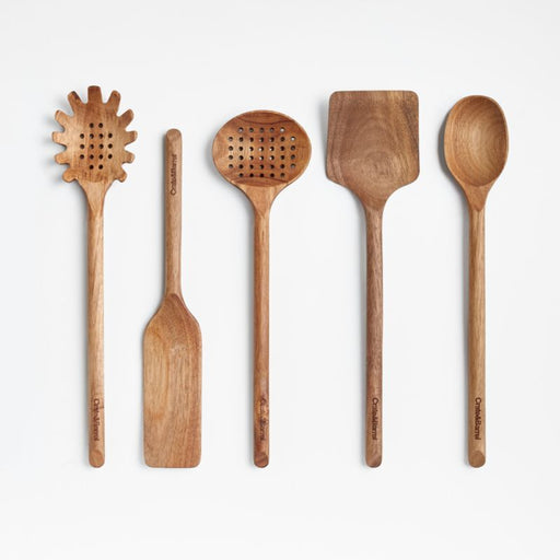 Crate & Barrel Acacia Slotted Spoon