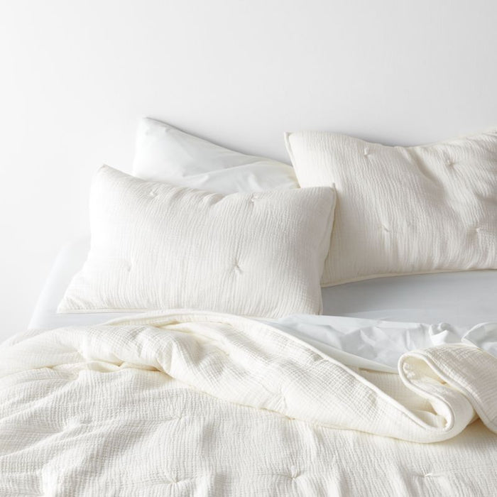 Aire Crinkle Organic Cotton Linen Blend Cotton Cream Euro Pillow Sham