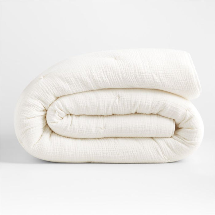 Aire Crinkle Organic Cotton Linen Blend Cotton Cream Euro Pillow Sham