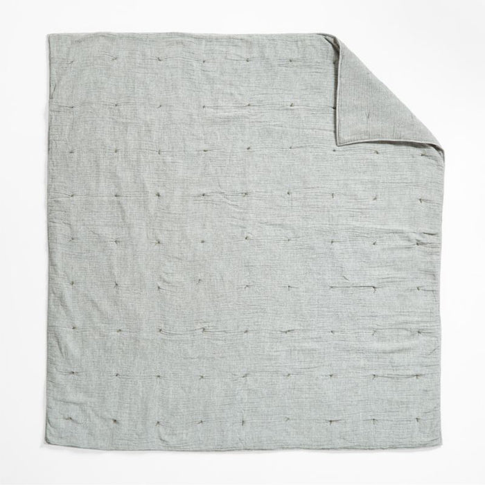 Aire Crinkle Organic Cotton Linen Burnt Green Blend King Comforter