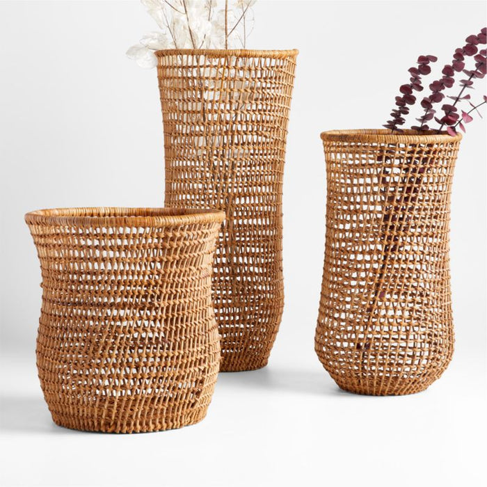 Algarve Medium Light Brown Woven Vase 16"