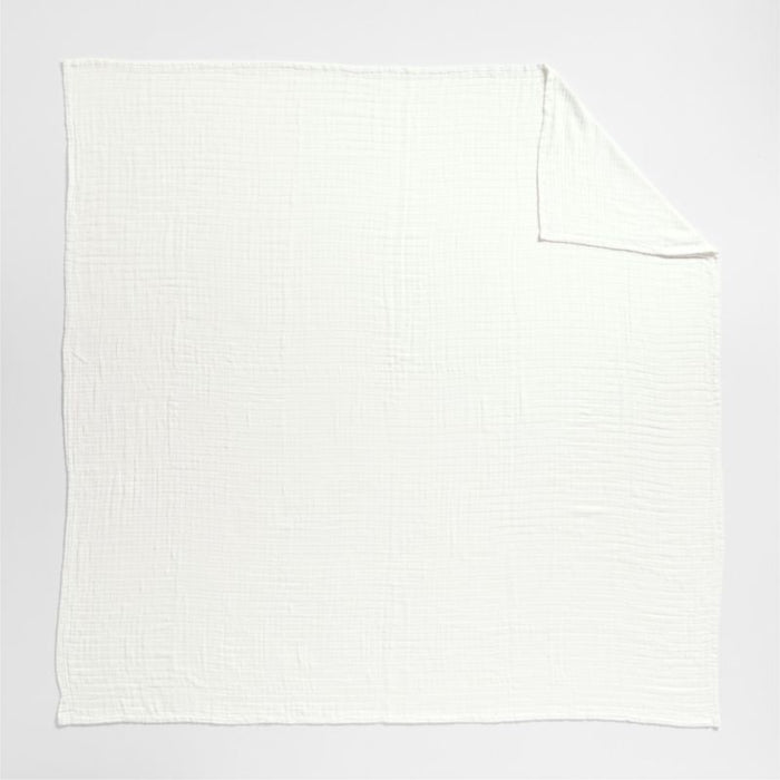 Organic Cotton Gauze Crisp White Full/Queen Bed Blanket
