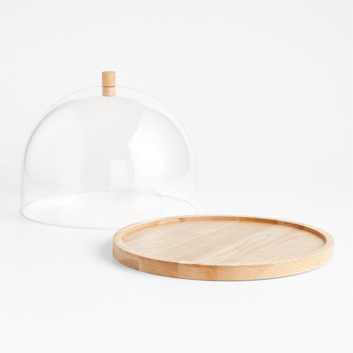 Arla Ash Wood Round Serving Board with Acrylic Lid