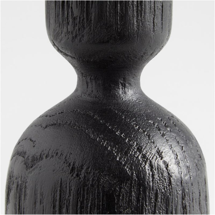 Asker Black Wood Taper Candle Holder 11"