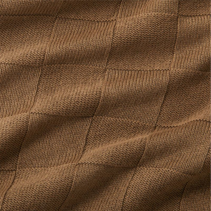 Atticus Square Knit Pindo Brown Throw by Jake Arnold