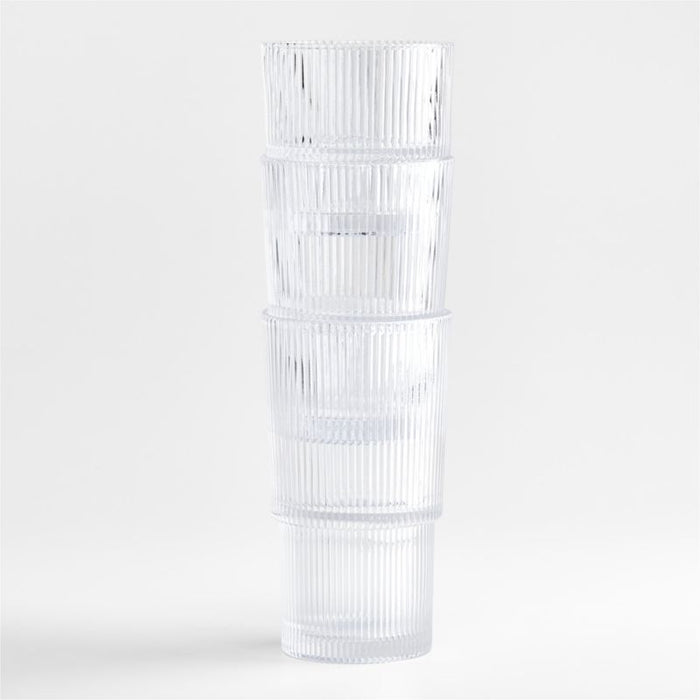 Atwell Tall Stackable Ribbed Glass