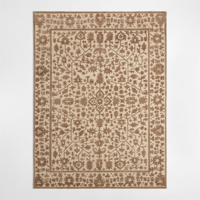 Avalon Wool Hand-Knotted Taupe Brown Area Rug 6'x9'