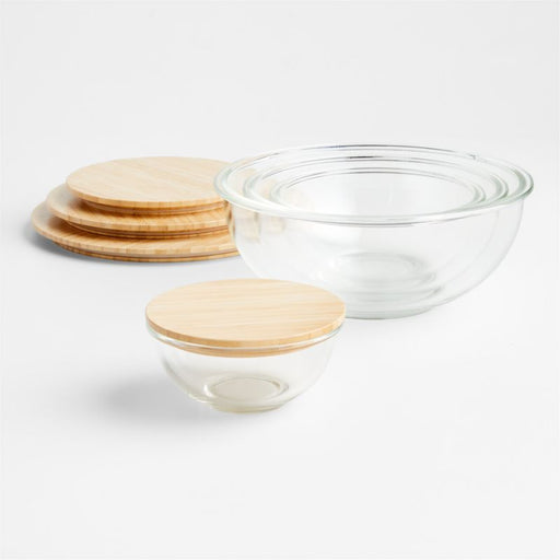Medium Glass Mixing Bowl with Bamboo Lid