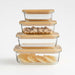 1-Cup Rectangular Glass Storage Container with Bamboo Lid